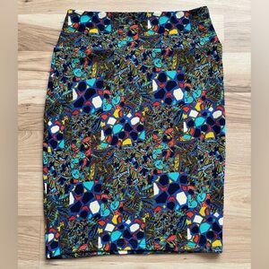 LulaRoe Women’s Cassie Colorful Patterned Skirt Size S Straight Fit Stretch